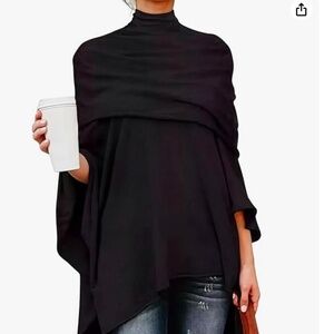 NEW! Asymmetric Knitted Poncho Turtleneck Sleeveless Knit Cape, Size XS NWT.
